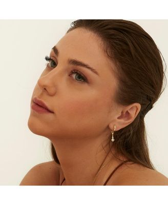 Sterling Silver Rhombus Drop Hoop Earring