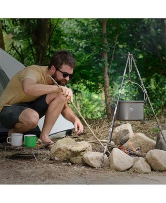 Camping Soup Pot Cookware with Lid Large Outdoor Portable Hanging Pot Cooking Set for 1-6 People