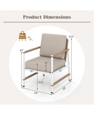 2 Packs Patio Aluminum Sofa with Wicker Backrest and Armrests