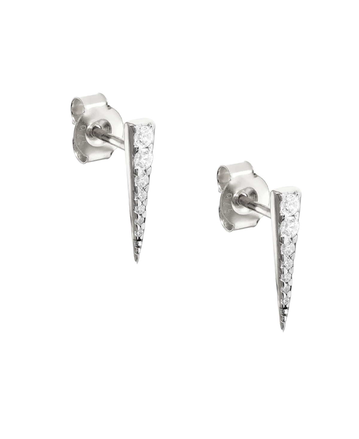 Long Pave Dagger Stud Earrings - Gold