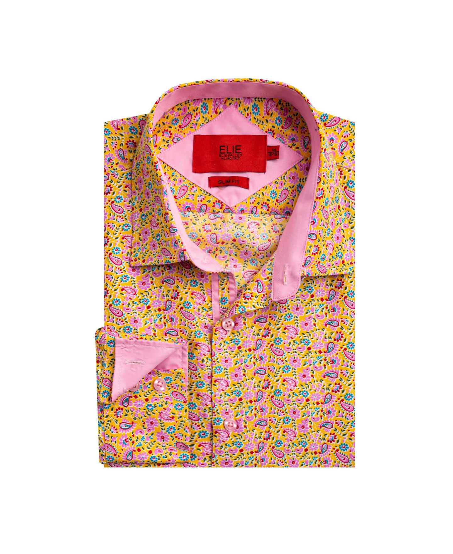 Рубашка Elie Balleh Yellow Slim Fit Paisley Print Shirt для мальчиков, цвет: Жёлтый — фото 1