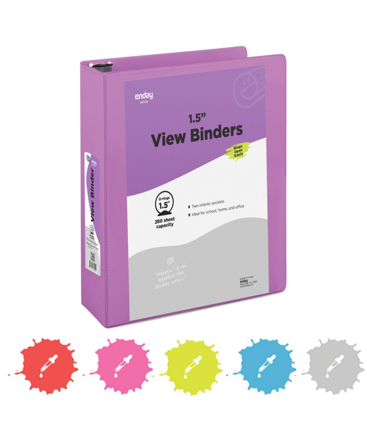 3-Ring Binder with Clear View Cover and 2 Inside Pockets – Heavy Duty Durable Binder for School Supplies, Office Organization, or Home Use – Col