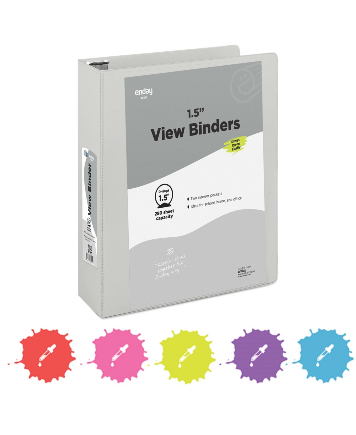 3-Ring Binder with Clear View Cover and 2 Inside Pockets – Heavy Duty Durable Binder for School Supplies, Office Organization, or Home Use – Col
