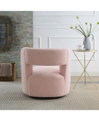 Streamdale Teddy Fabric Swivel Barrel Chair, Comfy for Living Room and Bedroom