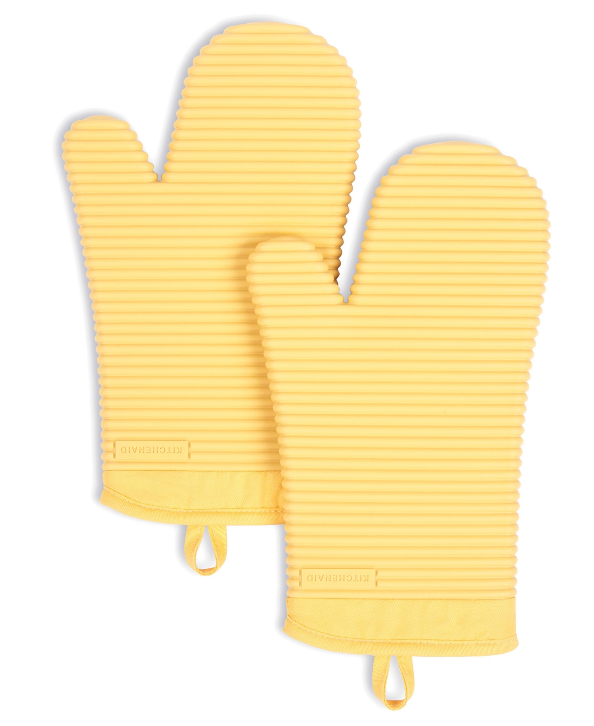 Ribbed Soft Silicone 2-Pc. Oven Mitt Set - Butter Yellow