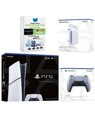 PlayStation 5 Slim Digital Bundle with Disc Drive, Extra Controller and MightySkins Game Collection Code