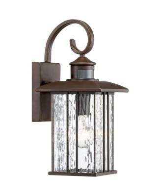 Deaver Modern Outdoor Wall Light Fixtures Set of 2 Bronze Motion Sensor Dusk to Dawn 15 1/4" Water Glass for Exterior