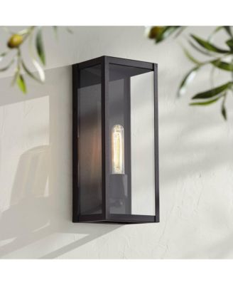 Cornell Modern Outdoor Wall Light Fixtures Set of 2 Sand Black 16" Clear Glass Panels for Post Exterior Barn Deck House