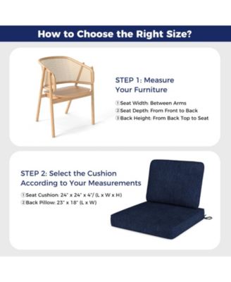 2-Pack Outdoor Patio Cushion Set with Removable Covers-Navy