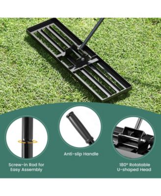 36 x 10 Inch Lawn Leveling Rake with Ergonomic Handle