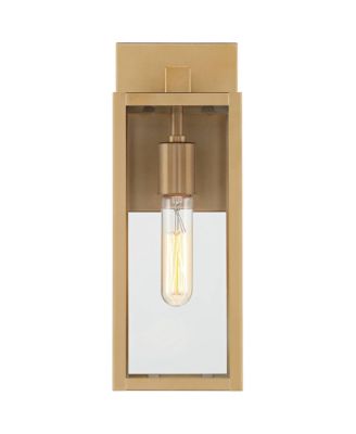 Modern Outdoor Wall Light Fixture Soft Gold 14 1/4" Clear Glass for Exterior Barn Deck House Home Porch Yard Patio