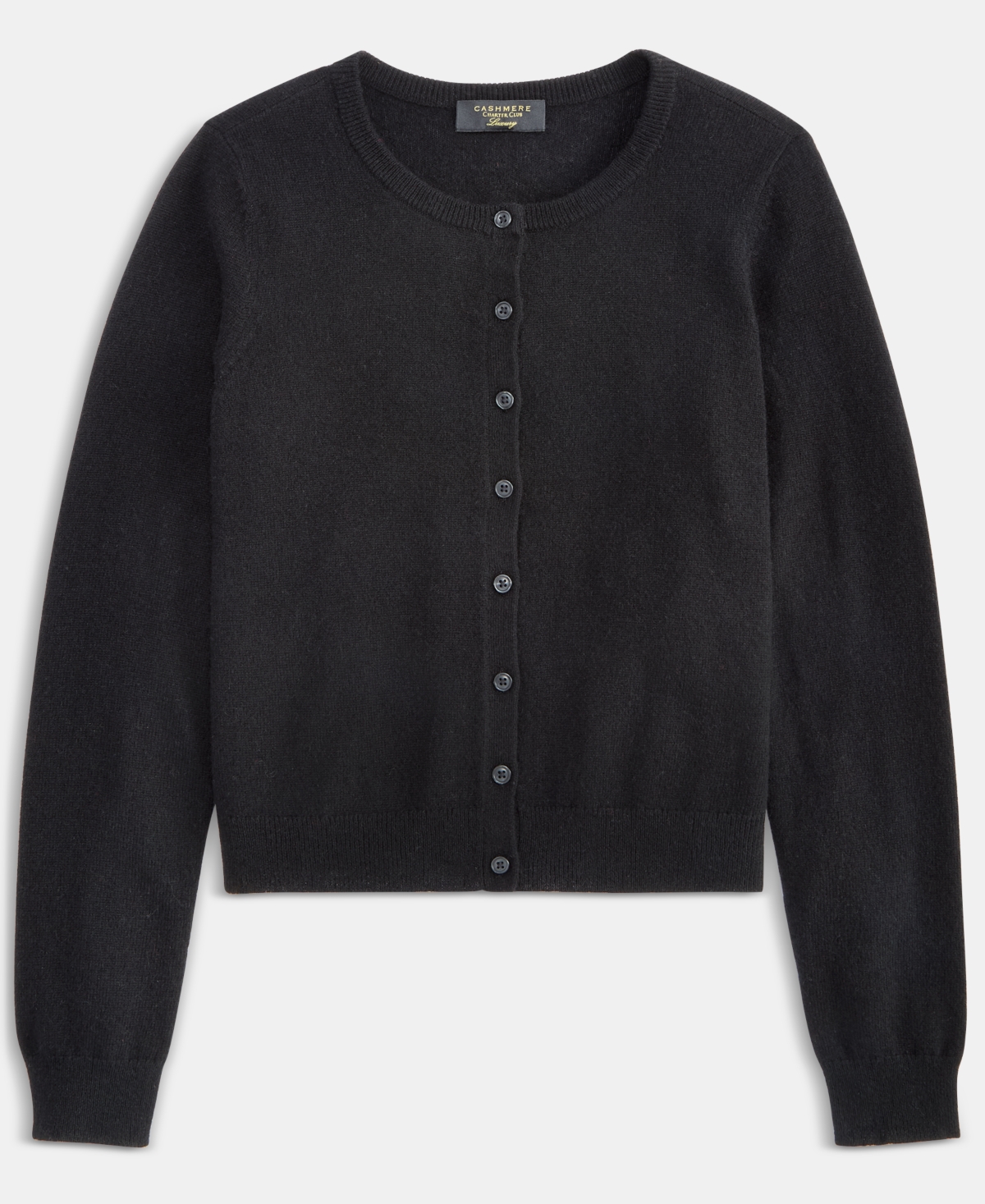 Charter Club Womens 100 Cashmere Crewneck Cardigan Pxs Xxl Macys Exclusive In Black