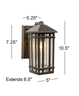 Sierra Craftsman Mission Outdoor Wall Light Fixtures Set of 2 Rubbed Bronze 10 1/2" Seedy Glass Panels for Post Exterior Light Barn Deck