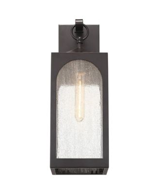 Tyne Modern Outdoor Wall Light Fixtures Set of 2 Bronze Metal 20 1/2" Seedy Glass for Post Exterior Barn Deck House