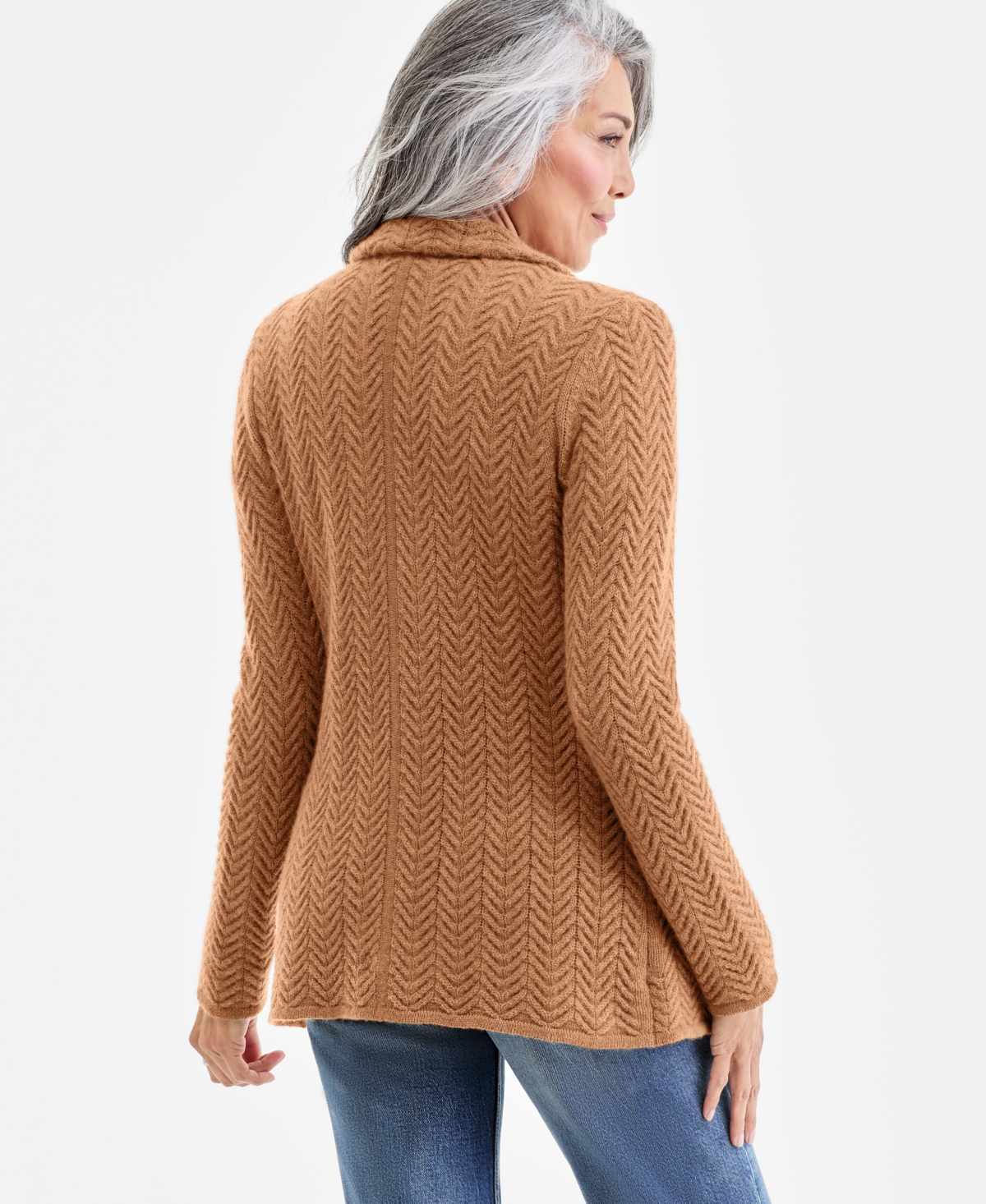 Charter Club Petite Herringbone-stitch Button-front Cashmere Jacket, Exclusively At Macy's