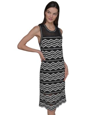 KARL LAGERFELD PARIS - Women's Sleeveless Chevron Knit Dress