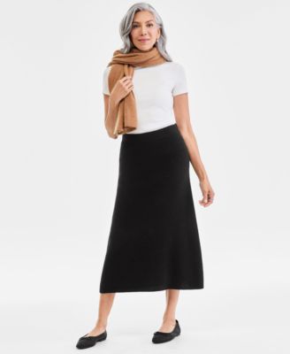 Women's 100% Cashmere A-Line Shaker Midi Skirt, Macy's Exclusive