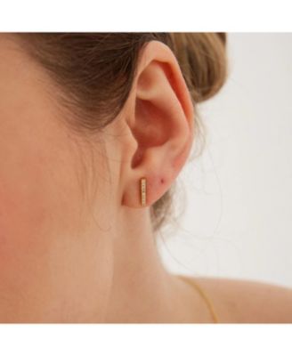 Sterling Silver Zirconia Bar Stud Earring