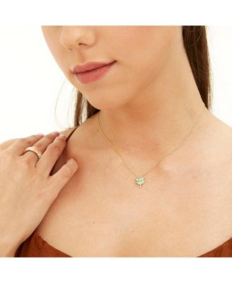 Four Leaf Clover Sterling Silver Necklace - Green
