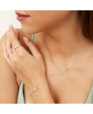 Four Leaf Clover Sterling Silver Necklace - Green