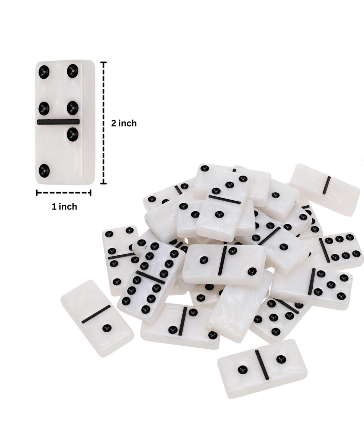 We Games Double 6 Marbleized Dominoes In Magnetic Wooden Travel Box, White Color