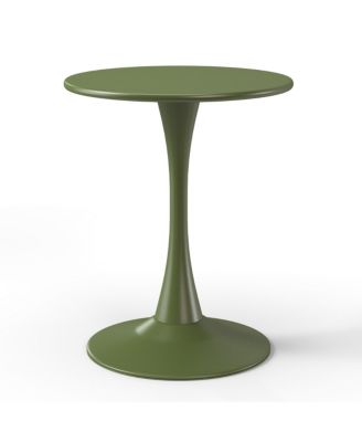 3-Piece Outdoor Round Metal Patio Dining Table Set With Stackable Patio Chairs