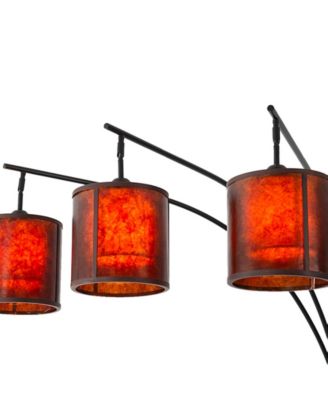 86" Wood Mica Mineral 3 Light Arc Floor Lamp