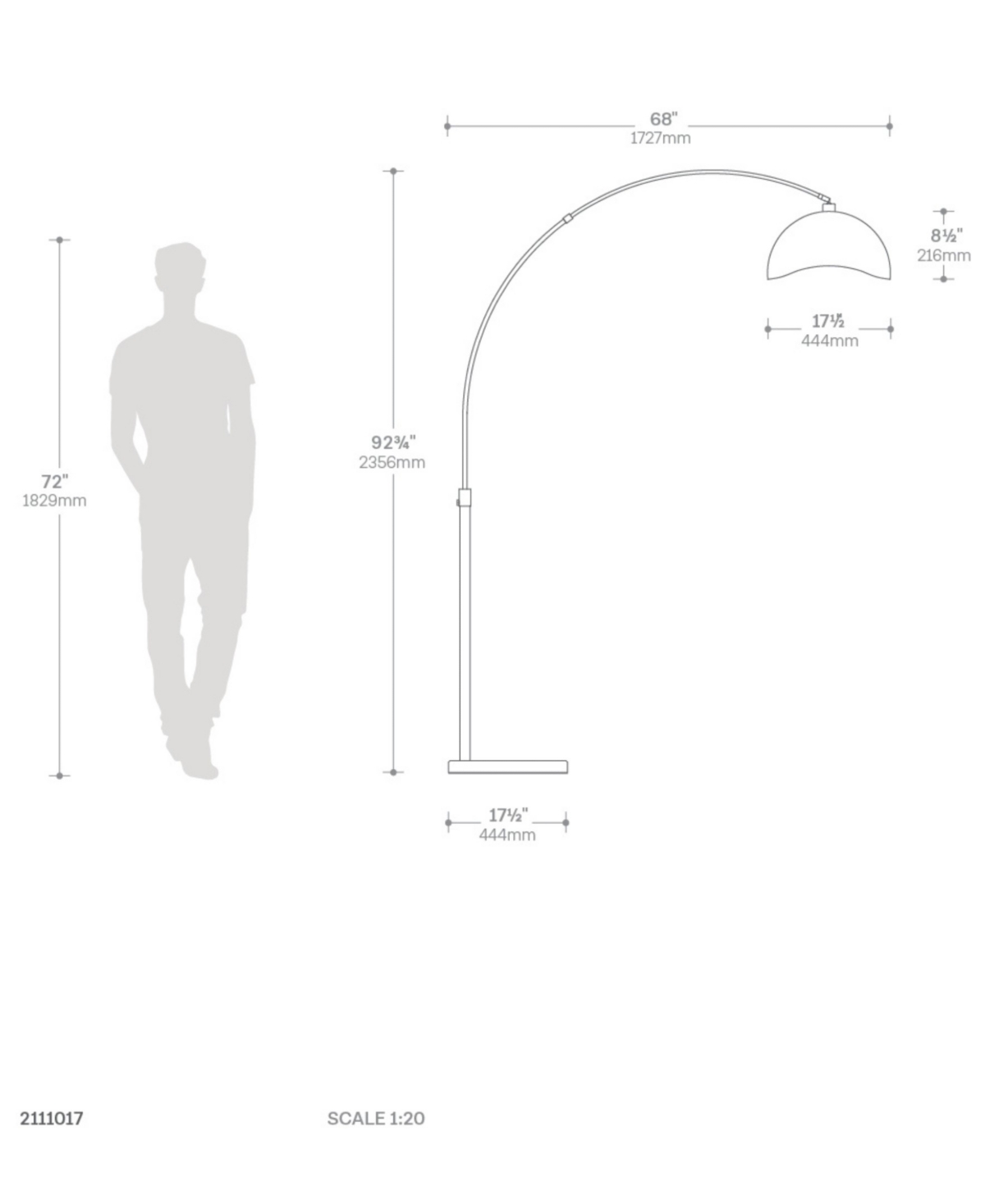 Nova Of California 92" Metal Luna Bella Arc Floor Lamp In White