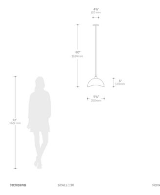 60" Metal Luna Bella Small Pendant Lamp