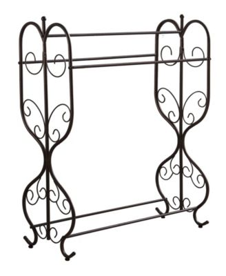 Freestanding Pewter Metal Towel Rack Stand with 3 Bars for Bathroom, Laundry Room, Blanket Rack
