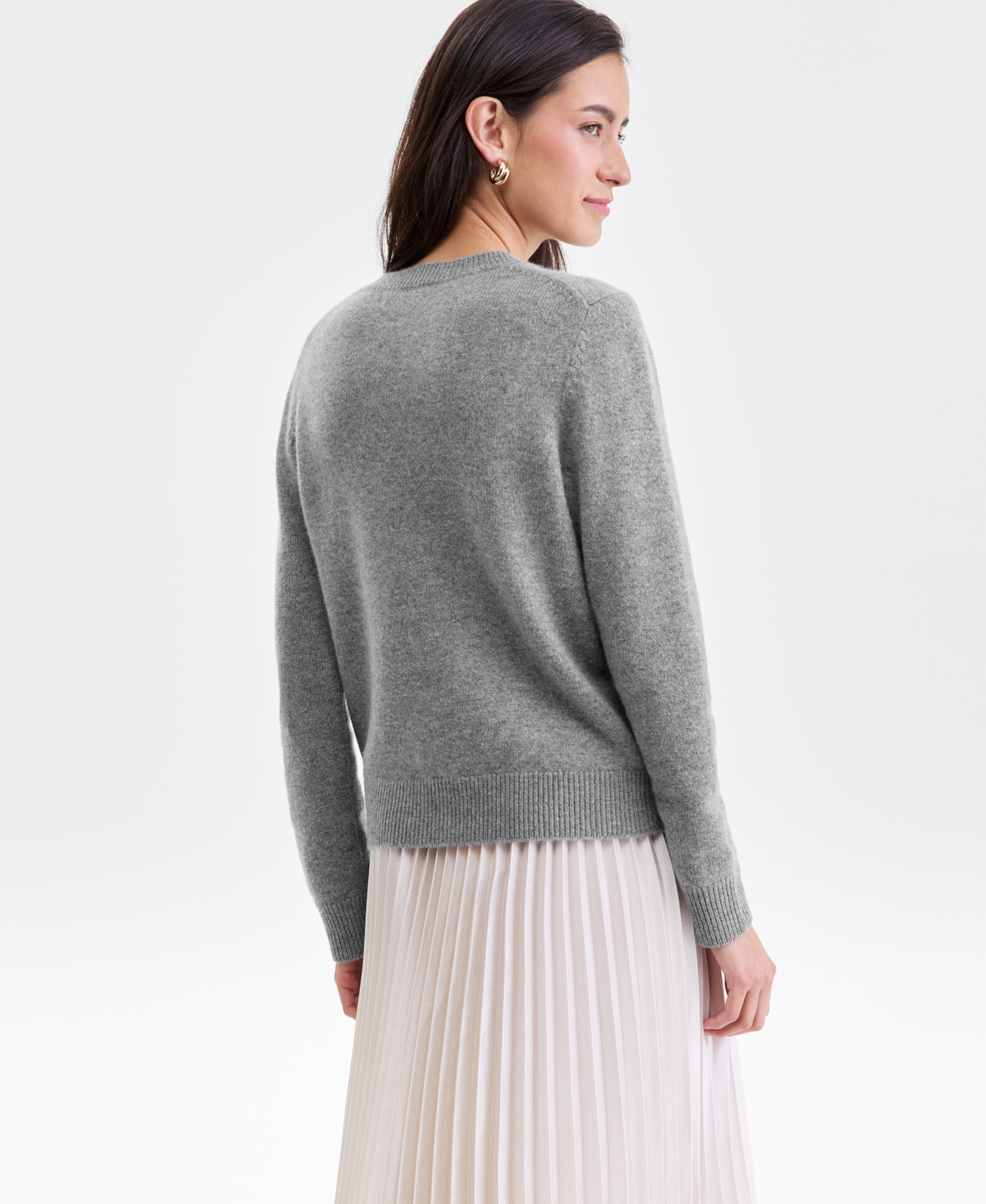 Charter Club Women's 100% Cashmere Le Vibe Chunky Crewneck Sweater, Macy's Exclusive In Gray