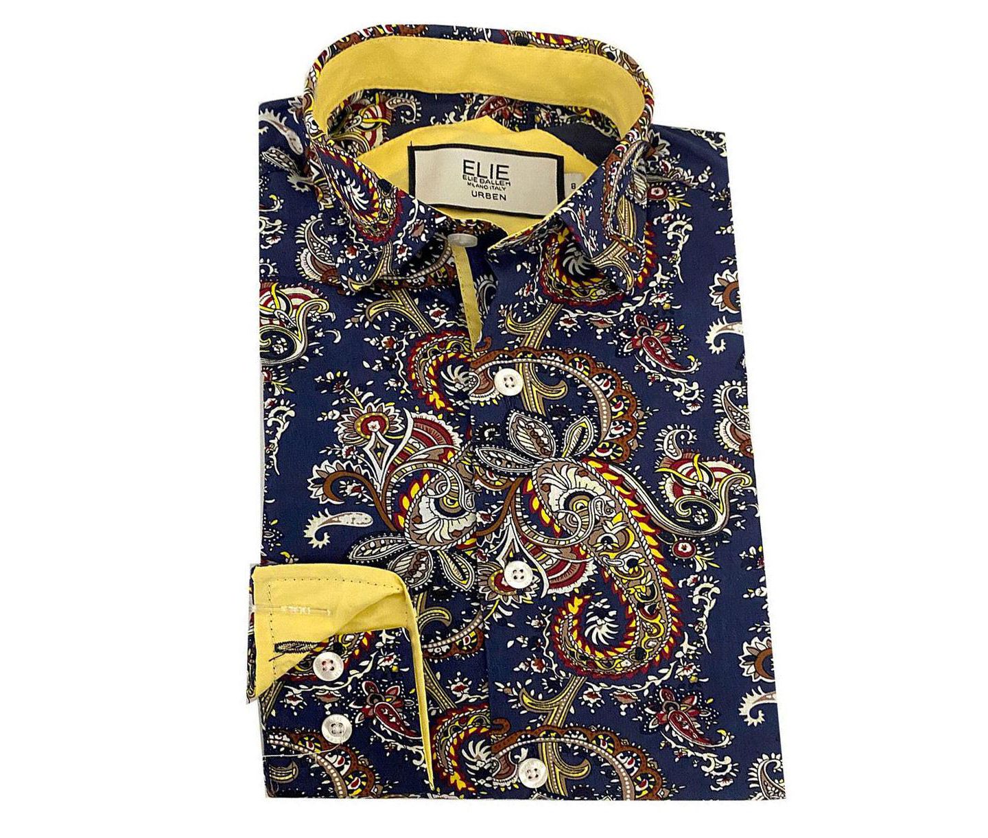 Рубашка Elie Balleh Blue Paisley Slim Fit Shirt для мальчиков, цвет: Синий — фото 1