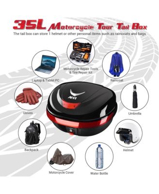  17 5/16" x 14 15/16" x 11"  AHR 35L Motorcycle Tour Tail Box Scooter Trunk Storage Lock Carrier Case for Helmet