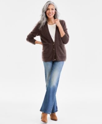 Women's Brushed 100% Cashmere Boyfriend Cardigan, Macy's Exclusive