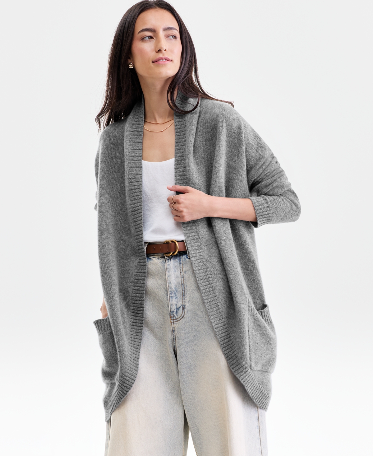 Charter Club Women's 100% Cashmere Cocoon Cardigan, Macy's Exclusive In Gray