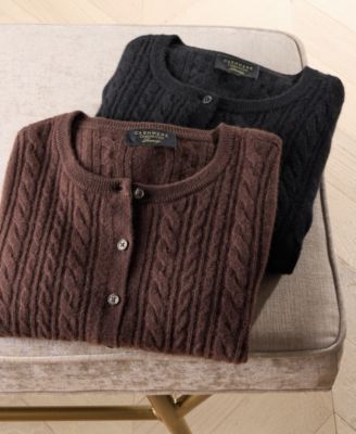 Charter Club Womens Cashmere Cable Knit Cardigan Sweater Pull On Pants Exclusively At Macys In Brown