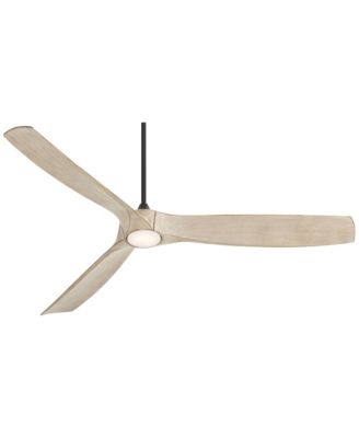 70" Kona Wind Indoor Outdoor Ceiling Fan 3 Blade LED Light Remote Control Black Finish Distressed White Oak Blades DC Motor Damp Rated