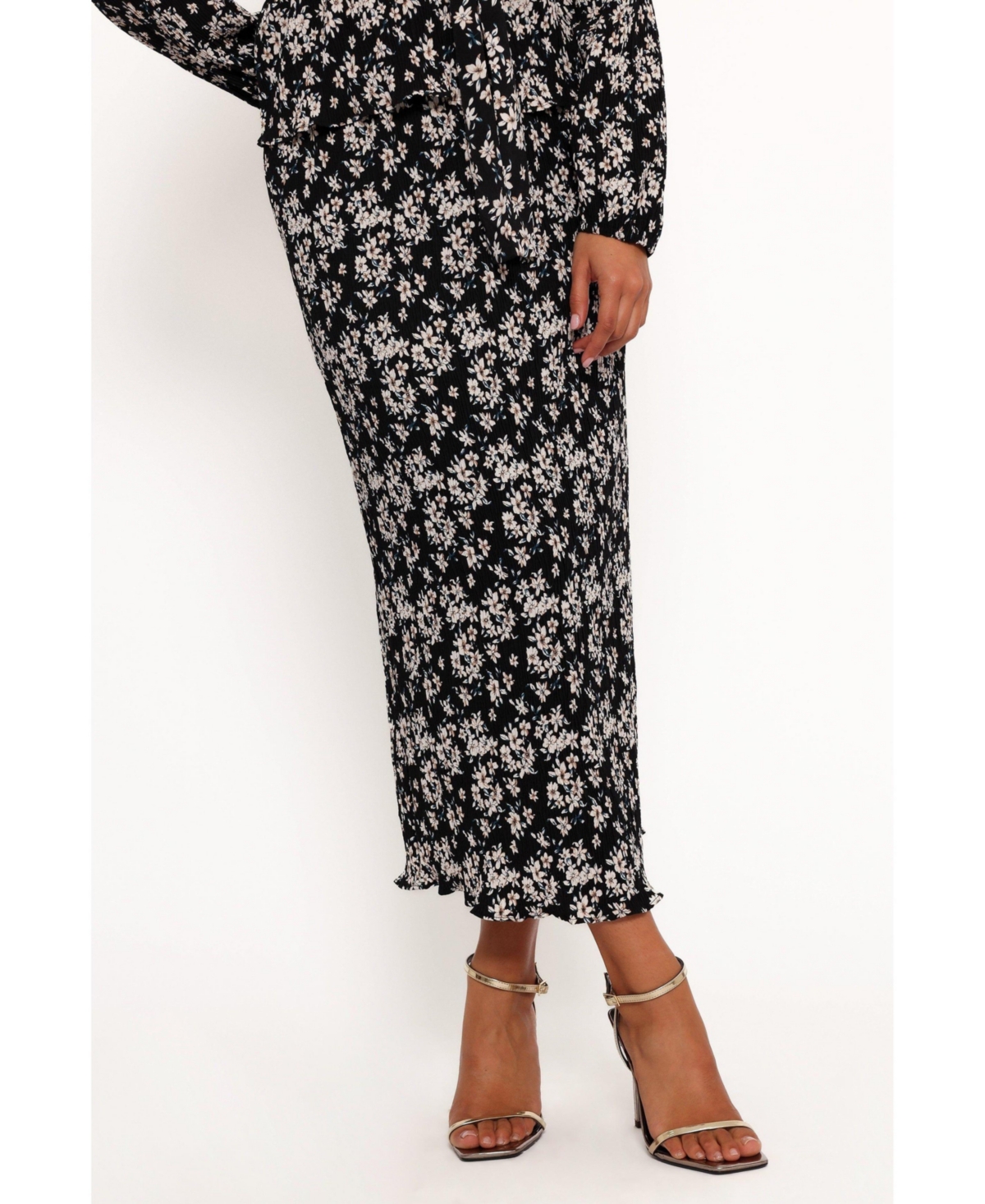 Women's Minelli Pleat Midi Skirt - Black