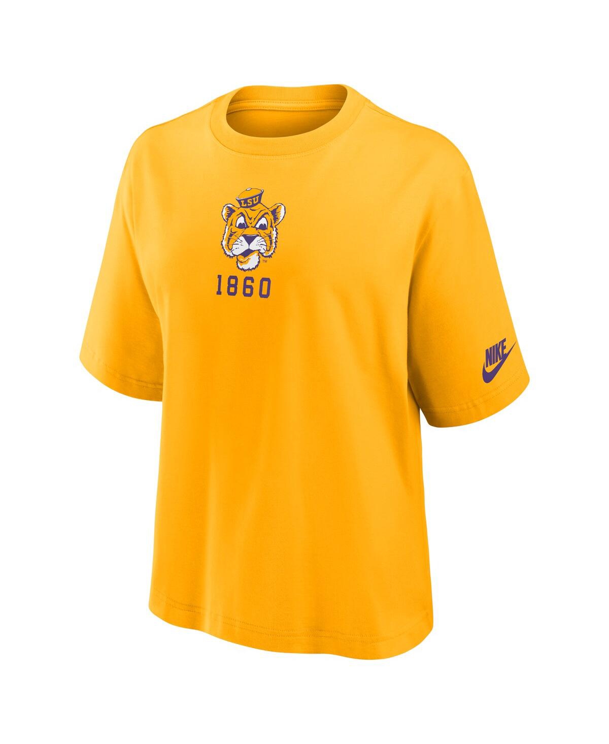 Nike Women's Gold Lsu Tigers Legacy Established Boxy T-shirt In Yellow