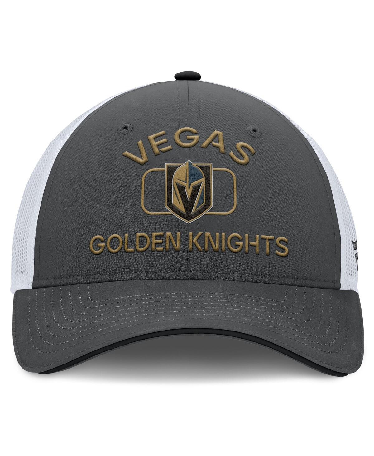 Fanatics Men's Gray/white Vegas Golden Knights Authentic Pro Rink Trucker Hat In Multi