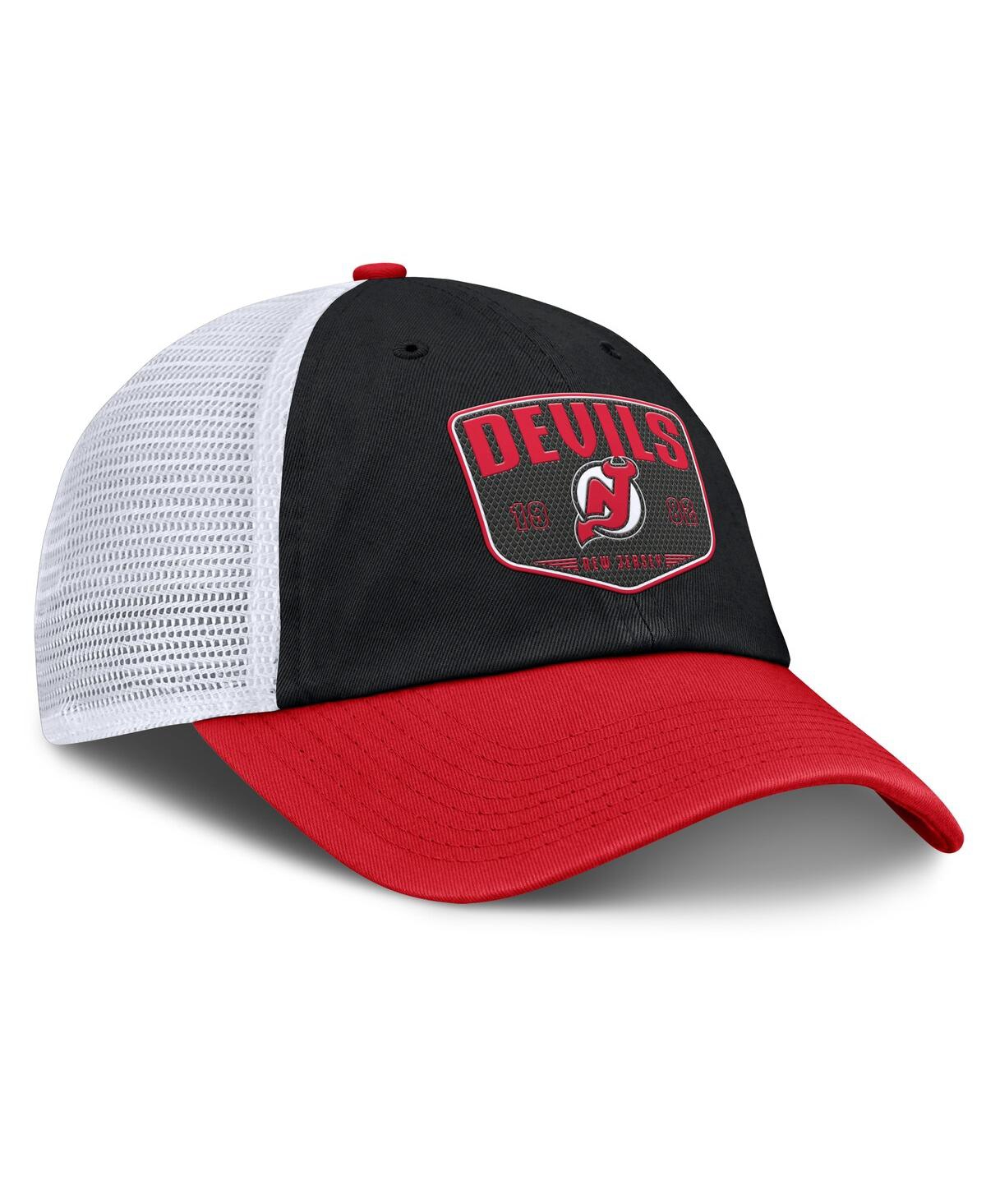 Fanatics Men's Black New Jersey Devils Fundamental One-time Trucker Adjustable Hat