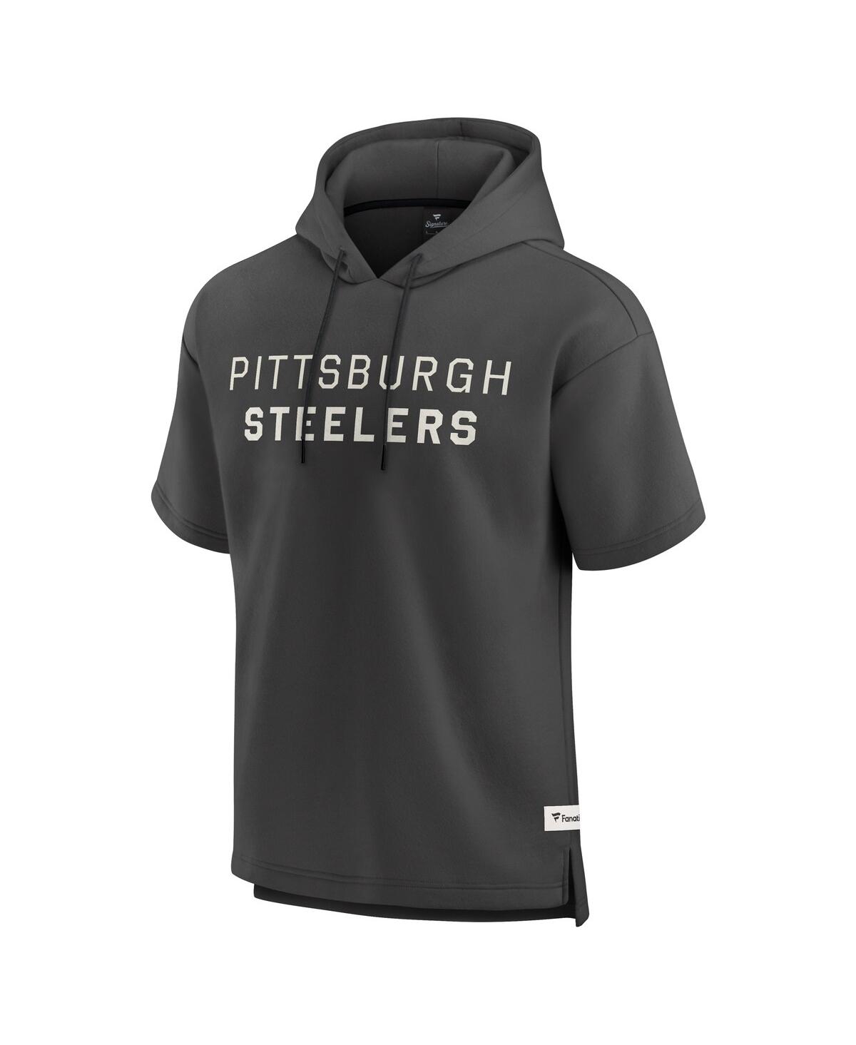 Fanatics Men's Charcoal Pittsburgh Steelers Elements Future Ground Lettering Short Sleeve Pullover Hoodie