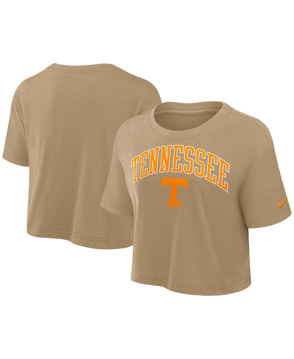 Nike Women's Tan Tennessee Volunteers Power Pursuit Athletic Prep Arch Performance Cropped T-shirt In Nude