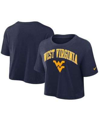 Nike - Women's Navy West Virginia Mountaineers Power Pursuit Athletic Prep Arch Performance Cropped T-Shirt