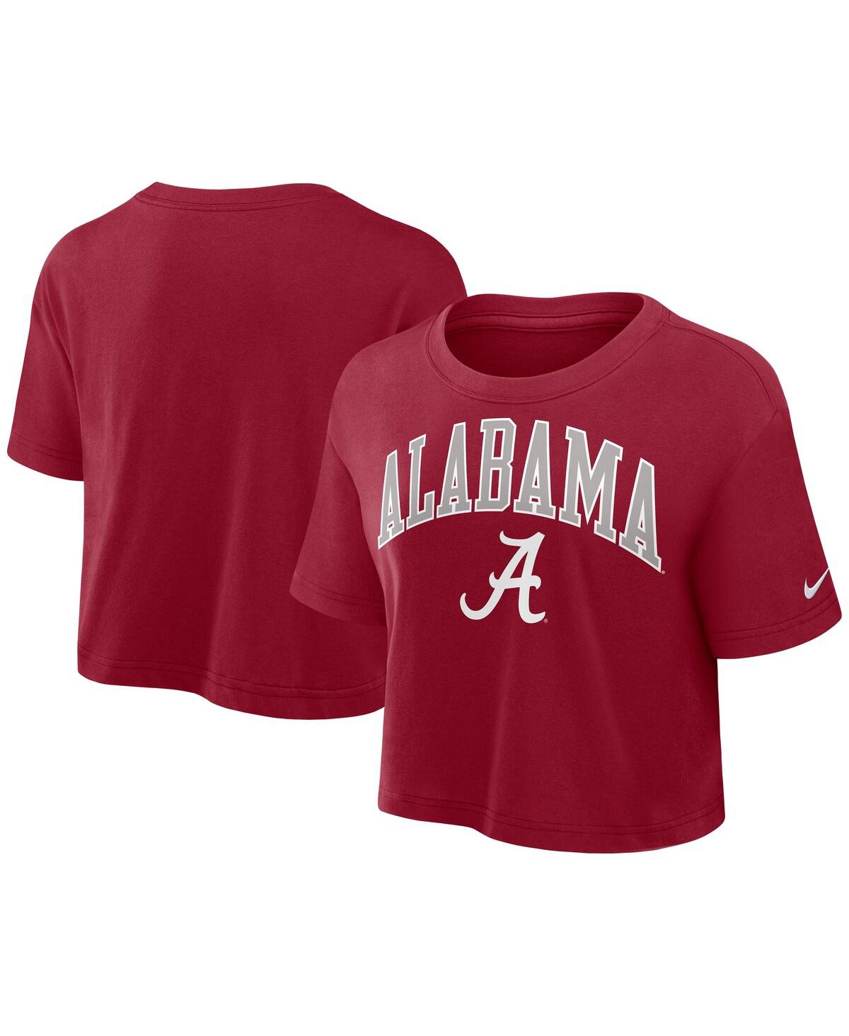 Nike Crimson Alabama Crimson Tide Power Pursuit Athletic Prep Arch Performance Cropped T-shirt In Brown