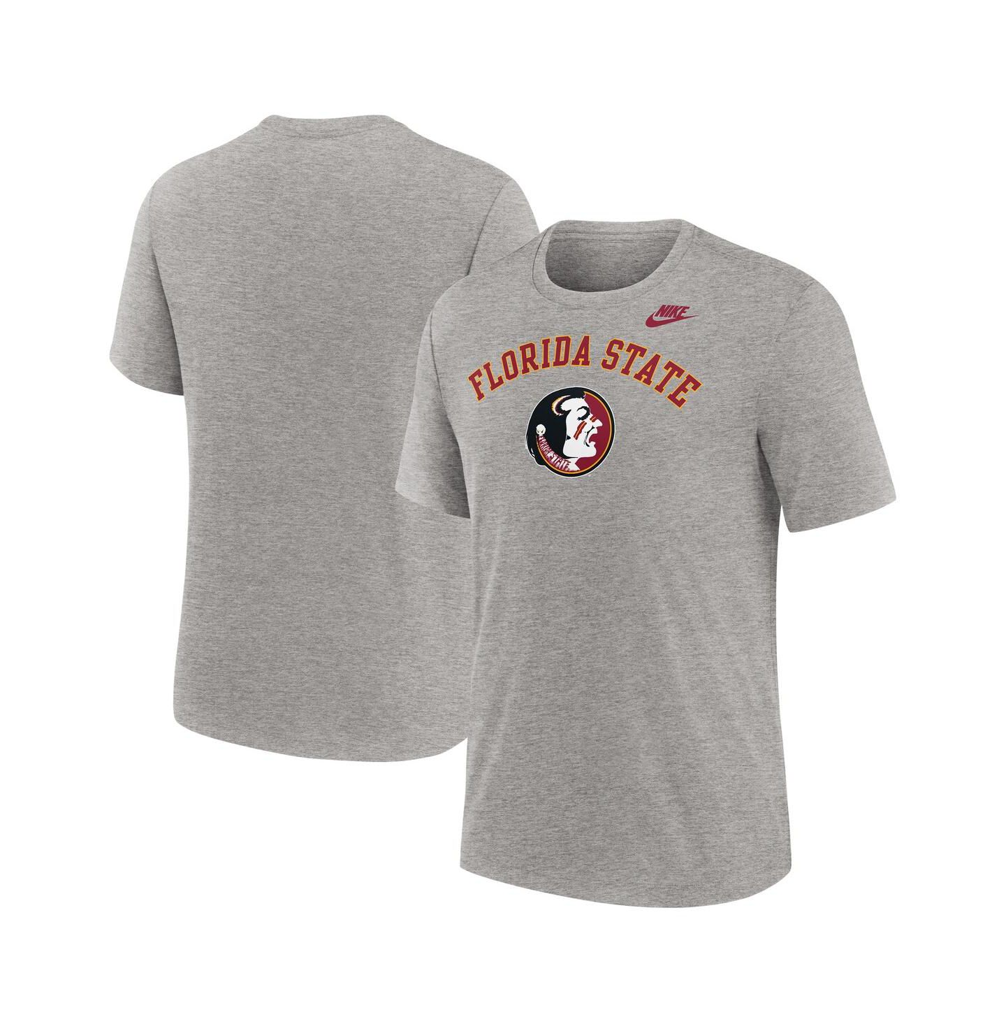 Мужская футболка Nike Heather Gray Florida State Seminoles Legacy Arch Tri-Blend — фото 1