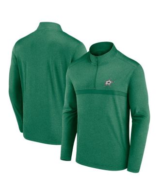 Logo Athletic - Men's Heather Kelly Green Dallas Stars Head-to-Head Raglan Quarter-Zip Top
