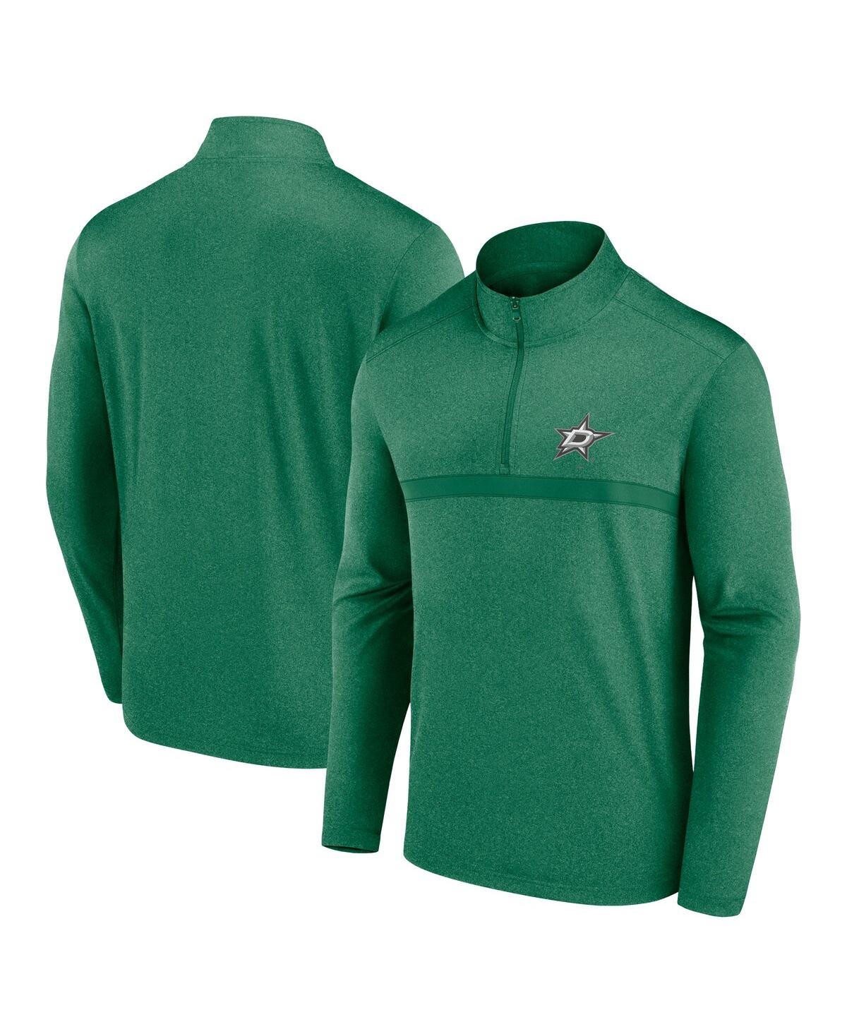 Men's Heather Kelly Green Dallas Stars Head-to-Head Raglan Quarter-Zip Sweatshirt - Heather Kelly Green
