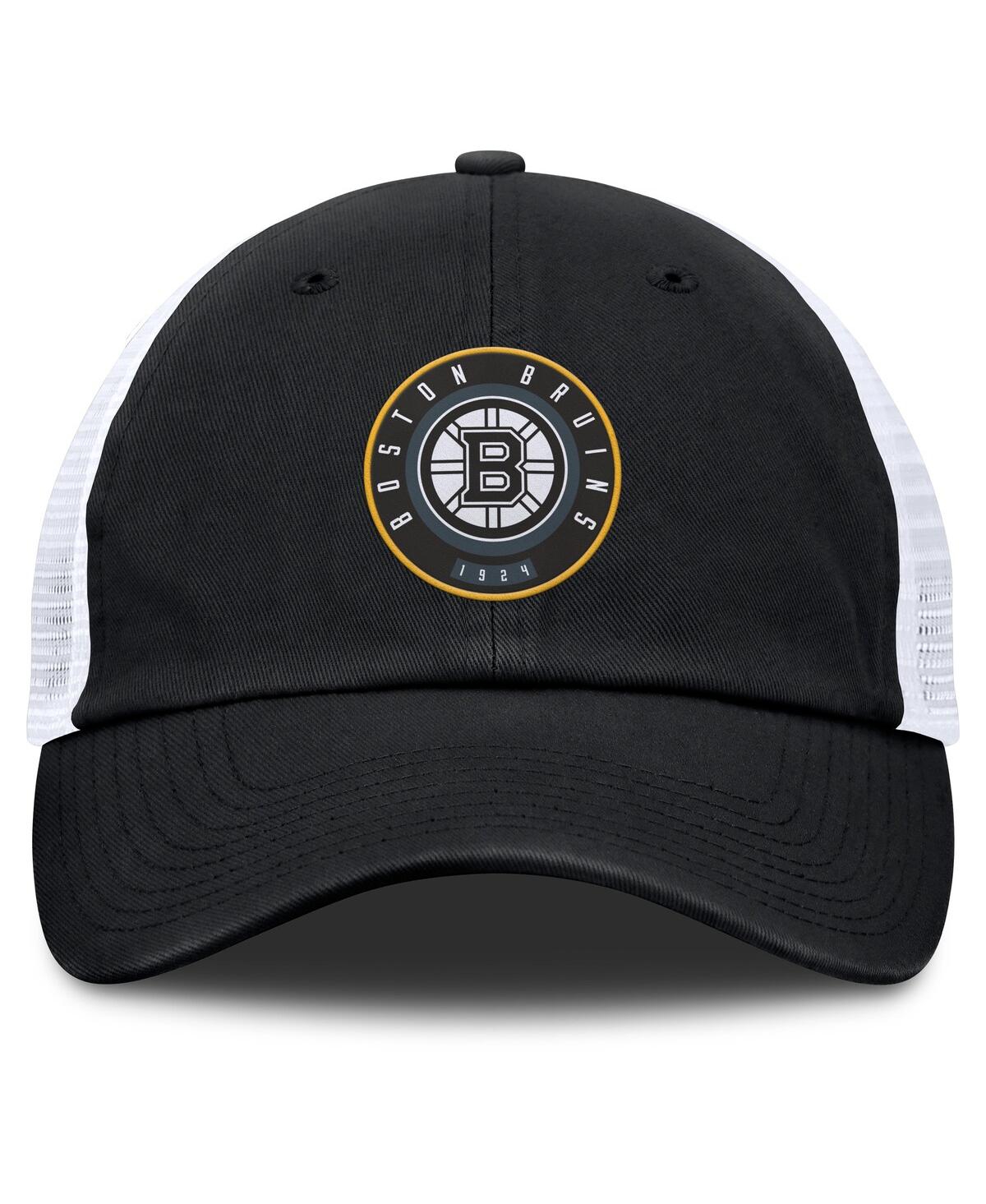 Fanatics Men's Black/white Boston Bruins Averie Trucker Adjustable Hat