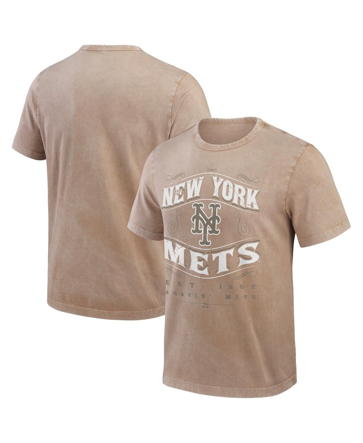 Men's Tan New York Mets Sun Faded T-Shirt - Tan